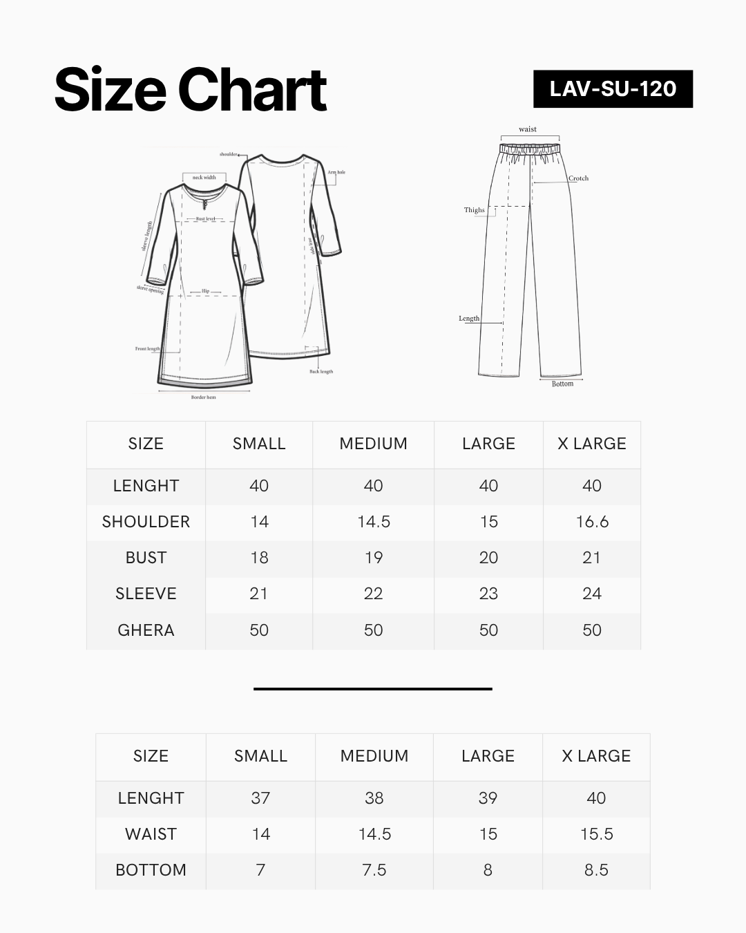 Size chart for Mauve